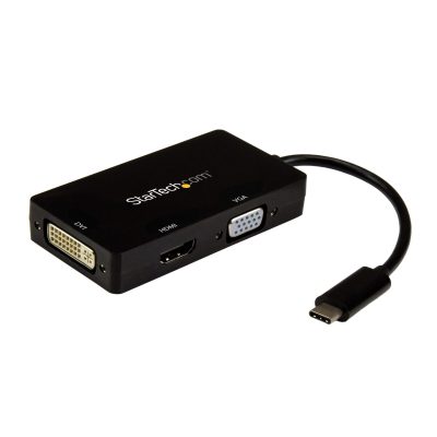 StarTech.com USB-C Multiport Video Adapter – 3-in-1 – 4K 30Hz – Black