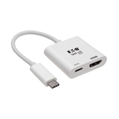 Tripp Lite U444-06N-H4K6WC USB-C to HDMI Adapter (M/F) – 4K 60 Hz, 60W PD Charging, HDCP 2.2, White
