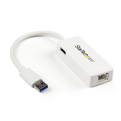 StarTech.com USB 3.0 to Gigabit Ethernet Adapter NIC w/ USB Port – White
