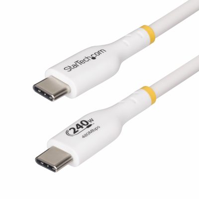 StarTech.com 10ft White USB-C Charging Cable, USB-IF Certified USB C Cable, 240W PD EPR, USB 2.0 Type-C Laptop Charger Cord, US