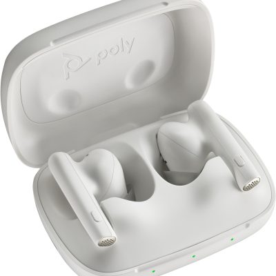POLY Voyager Free 60 UC White Sand Earbuds +BT700 USB-A Adapter +Basic Charge Case