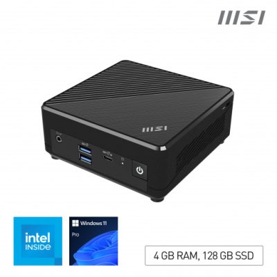 MSI Cubi N ADL Intel N100 Desktop PC, NUC, SFF, Mini Computer, HTPC, (4GB RAM, 128GB SSD, Windows 11 PRO), UHD Graphics/Type C/